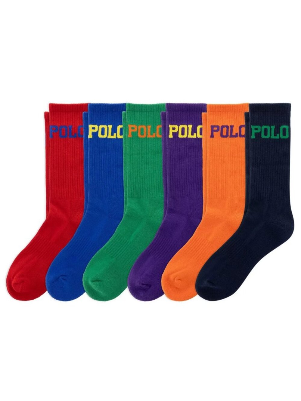 Polo Ralph Lauren Logo Cushioned Crew Socks 6 PACK Multicolor Men's Size 6-12